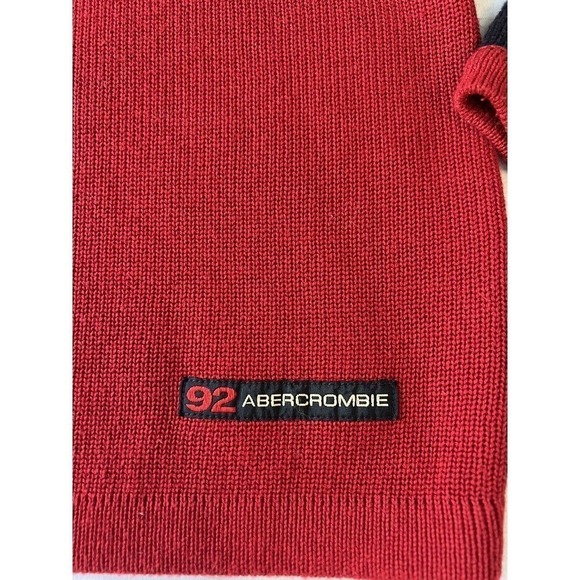 VINTAGE Abercrombie & Fitch Sweater Mens Large Heavyweight Knit Preppy Red Y2K - Picture 2 of 6